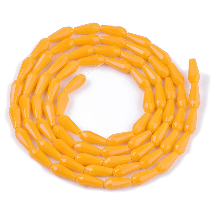 Facetted glass teardrops, double length strand, orange, 10x4mm, ca. 72pcs.