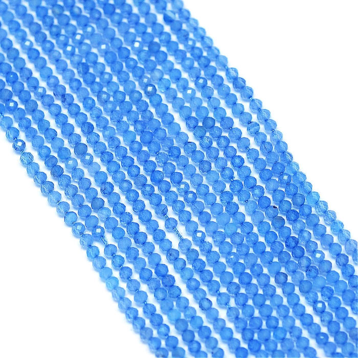 Celestial, whole strand, strong blue faceted, round, 2 mm. 170 pcs.