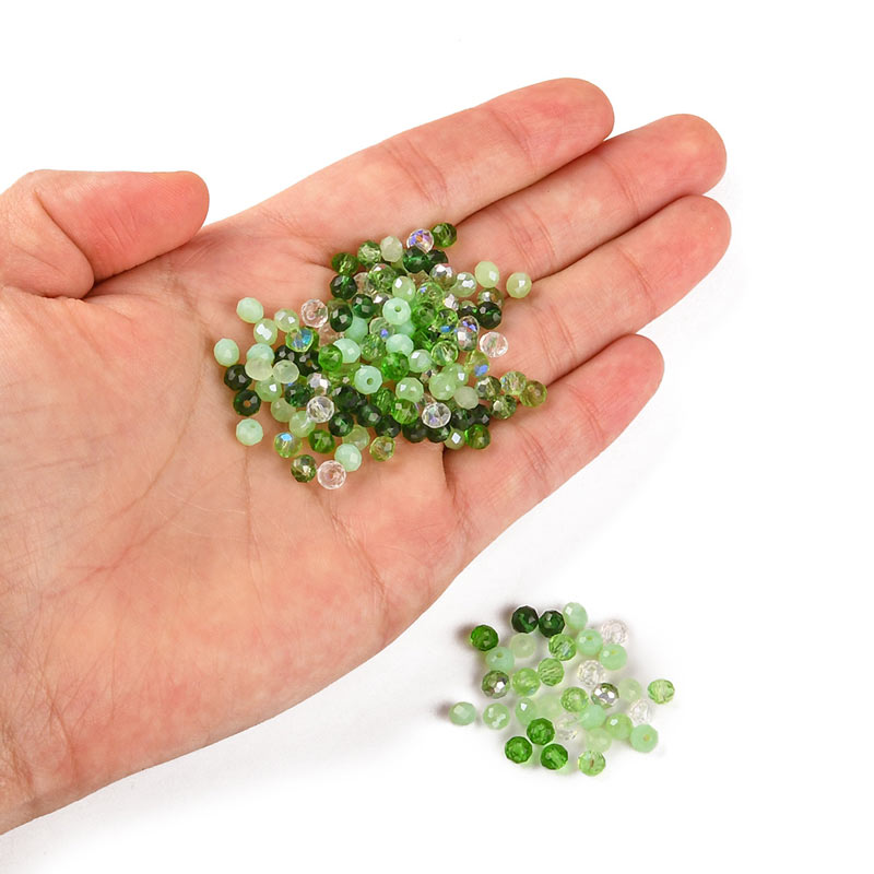 Celestial crystal, faceted, round, mixed shades of green, 4 mm, appx. 500 pcs