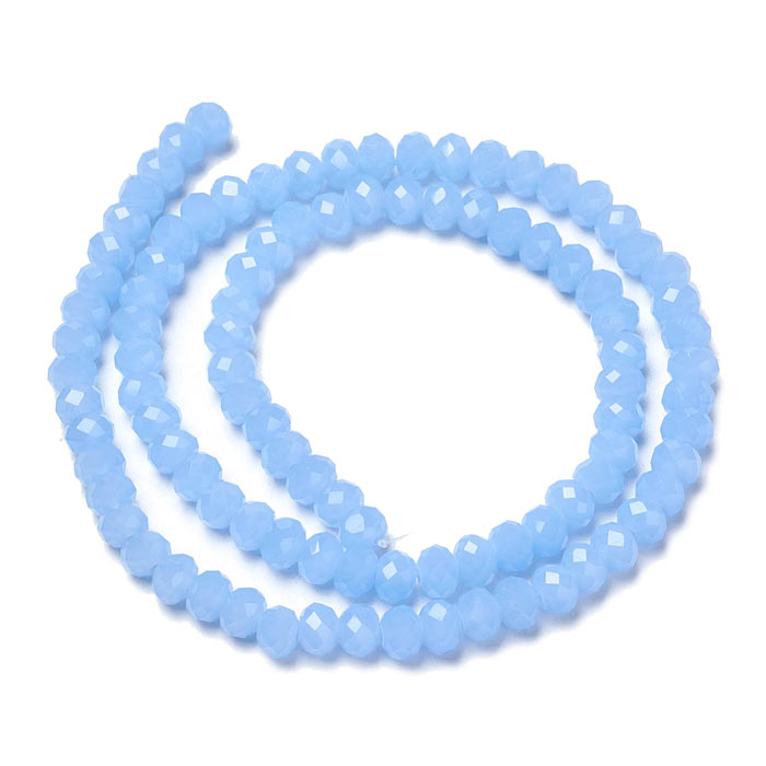 Celestial crystal, complete strand, semi transparent, baby blue, 3x2 mm, ca. 140pcs.