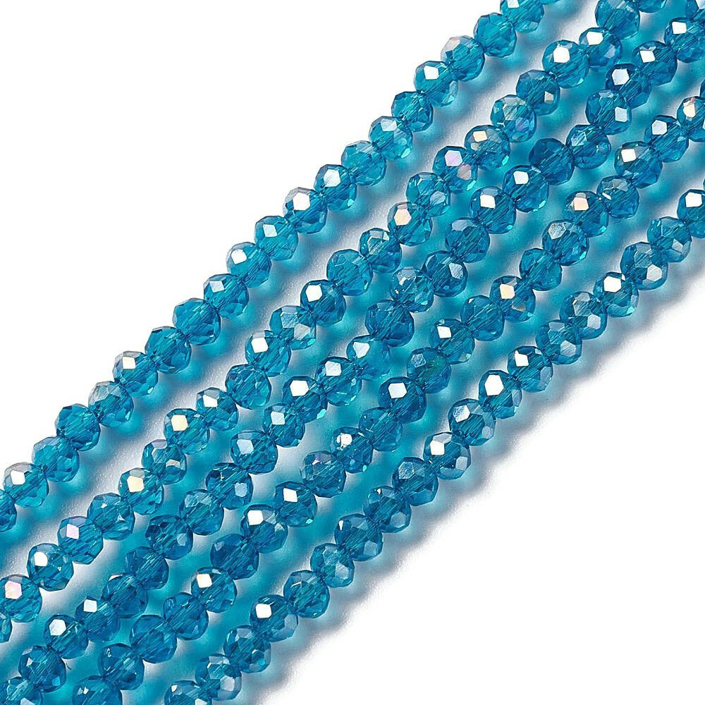 Celestial crystal, full strand, blue, alternating AB, rondelle, 2x3 mm, approx. 170 pcs