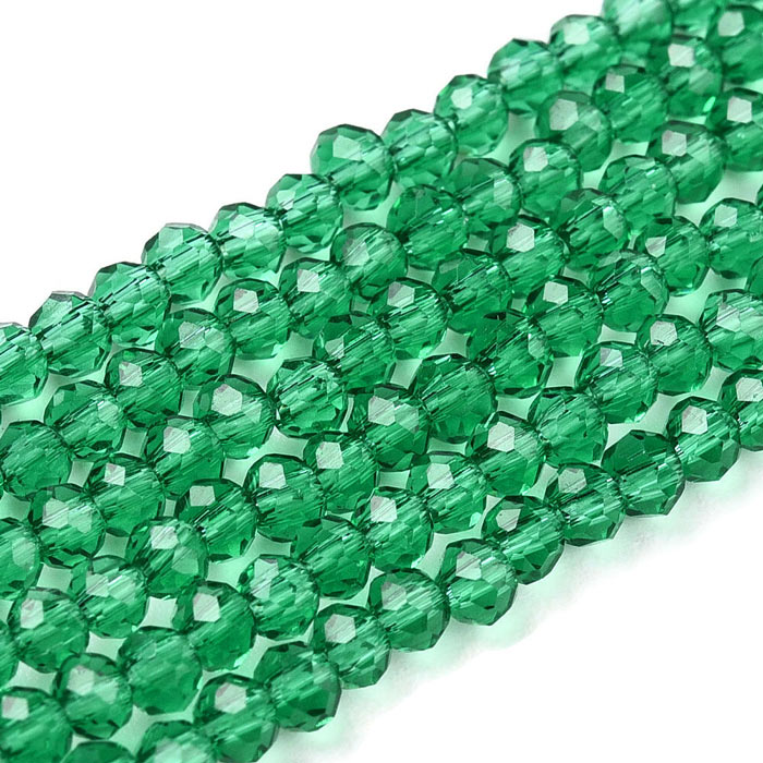 Celestial, whole strand, emerald green, faceted rondelle, 2.5x2 mm, approx. 153 pieces