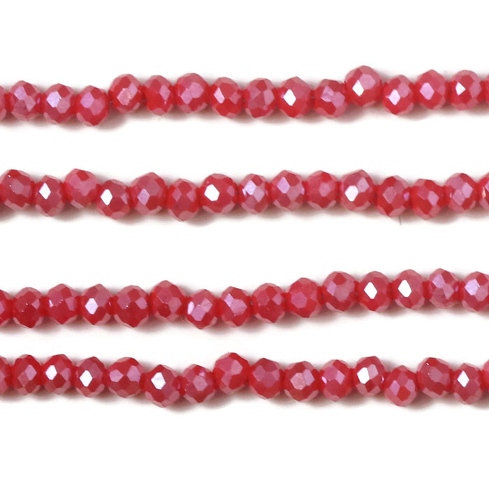 celestial crystal, complete strand, red shimmering, opaque, 3x2 mm, 180pcs.