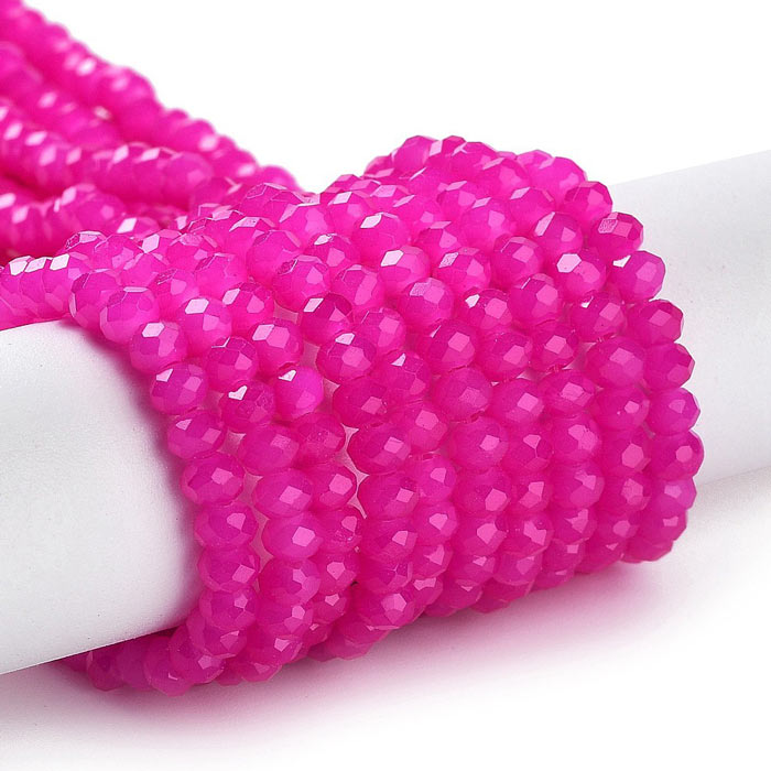 Celestial crystal, full strand, Fuchsia, rondelle, 4x3 mm, approx. 122 pcs.