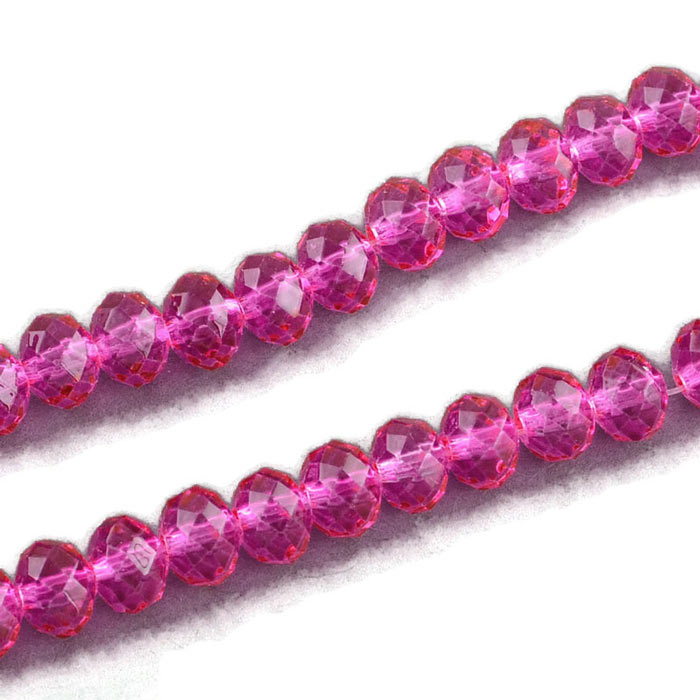 Celestial crystal, full strand, Hot Pink, transparent rondelle, 6x5 mm, approx. 89 pcs.