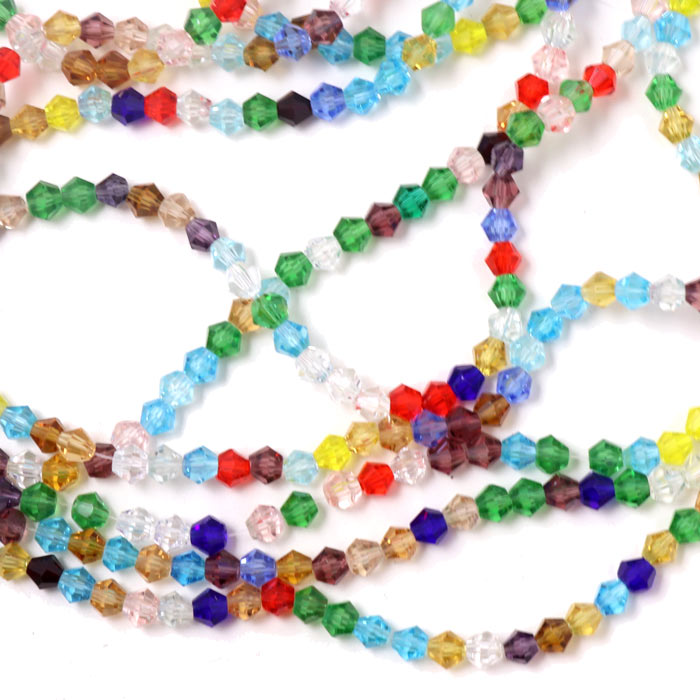 Celestial crystal, complete strand, bicone, mix, 4x4 mm,CA. 80pcs.