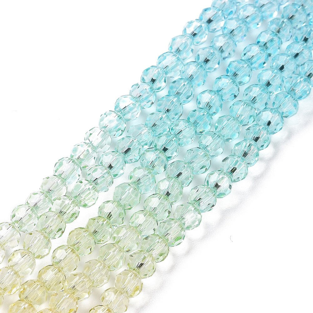 Celestial crystal, full strand, round, yellow/blue/pink, 4x4 mm, approx. 92 pcs