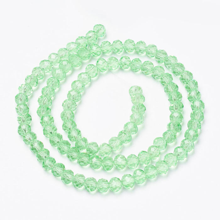Celestial crystal, full strand, transparent green, rondell, 4x3mm, approx. 125 pcs