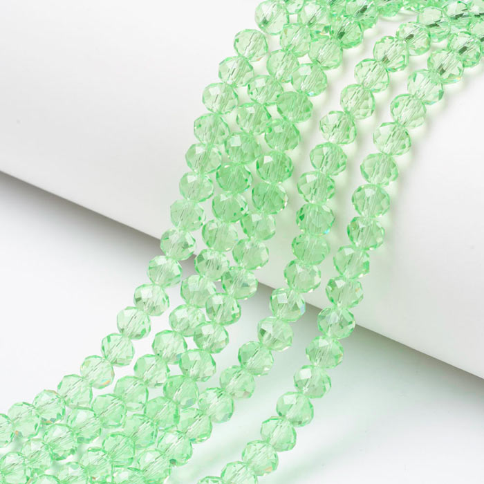 Celestial crystal, full strand, transparent green, rondell, 4x3mm, approx. 125 pcs