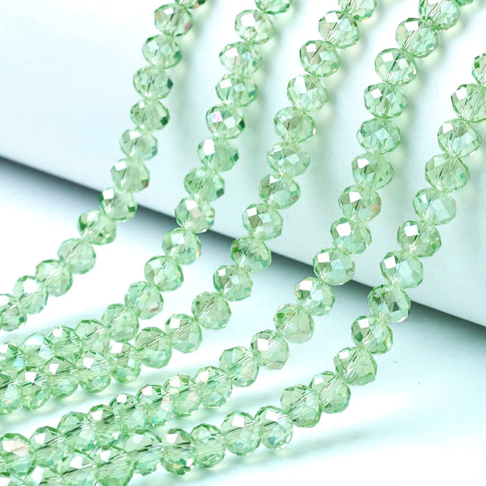 Celestial crystal, full strand, transparent green ab, rondell, 4x3mm, approx. 125 pcs