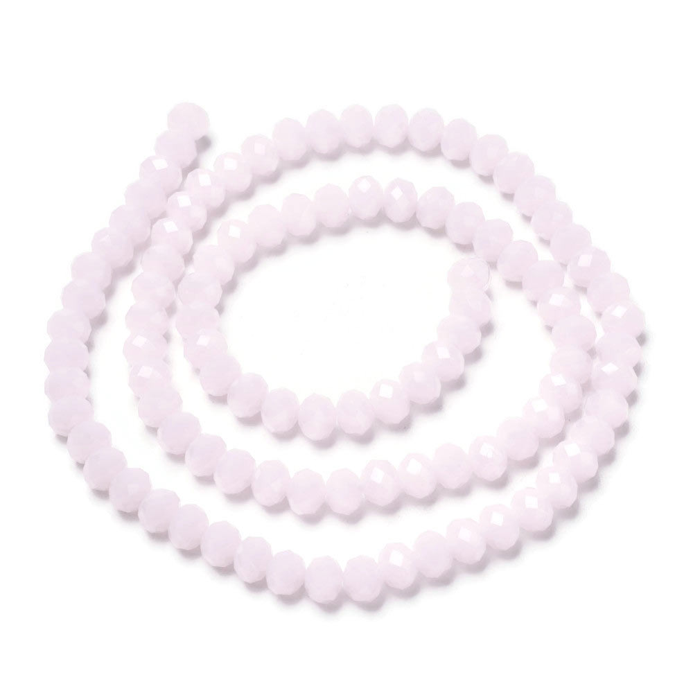 Celestial crystal, full strand, semi clear, faint pink, rondelle, 3x2 mm, approx. 169 pcs