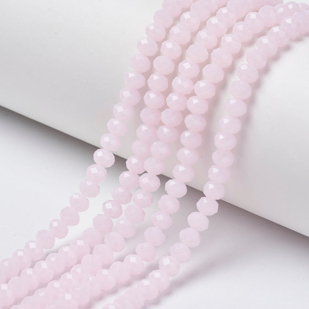 Celestial crystal, full strand, semi clear, faint pink, rondelle, 3x2 mm, approx. 169 pcs