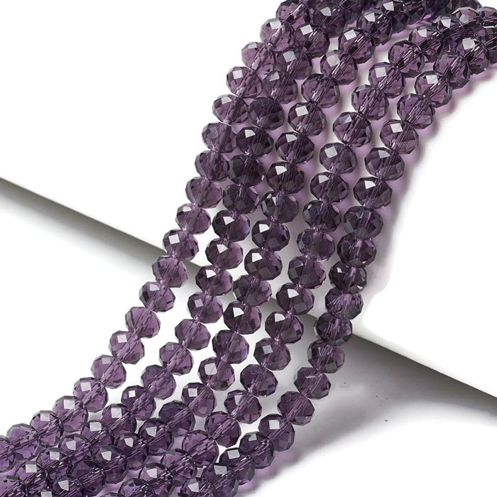 Celestial, whole strand, aubergine, faceted rondelle, 2.5x2 mm, approx. 153 pieces