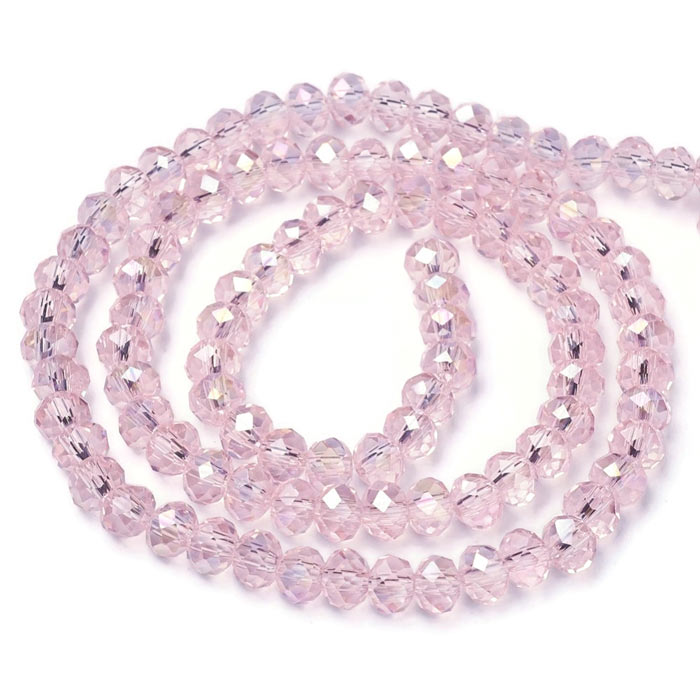 Celestial, whole strand, light pink rondelle, 4x3 mm, approx. 125 pcs
