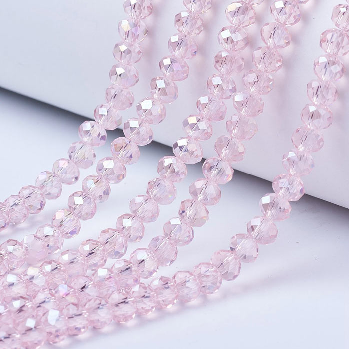 Celestial, whole strand, light pink rondelle, 4x3 mm, approx. 125 pcs