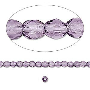Glass, amethyst, round, facetted, 3mm, ca. 133pcs.