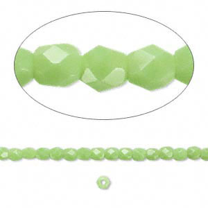 Glass, green, opaque, round, facetted, 3mm, ca. 133pcs.
