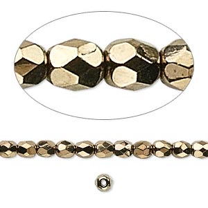 Glass, light bronze, round, facetted, 3mm, ca. 133pcs.