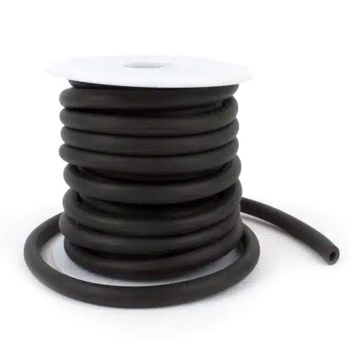 Rubber cord, black, hollow, round, thickness 3mm, 1m.
