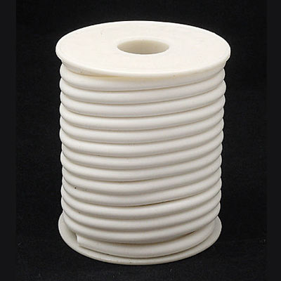 Rubber cord, white, round, 6mm, 100cm