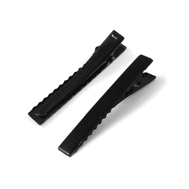 Barrettes, black painted iron, Alligator Hair Clip Findings, short, 32x7mm, 2pcs.