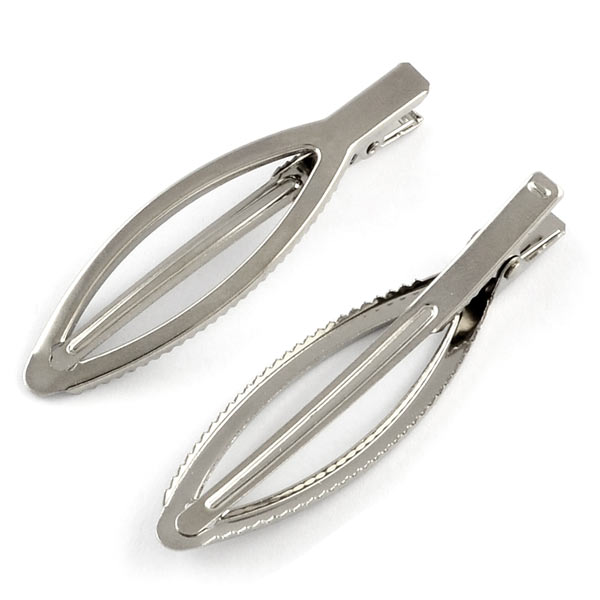 Aligator hair clip setting, platinum color, nickel free metal, 73x20mm.
