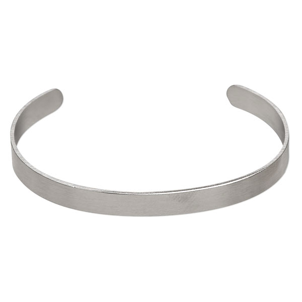 Bracelet, cuff, M, frosted, stainless steel, adjustable, width 6 mm, 1pc.