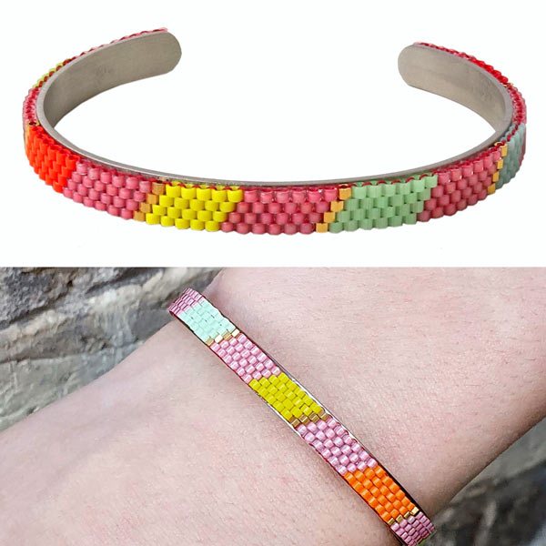 Bracelet, cuff, M, frosted, stainless steel, adjustable, width 6 mm, 1pc.