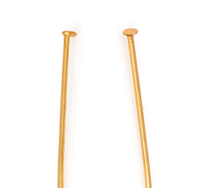 Bulk purchase, Headpin with 1.5mm plate, gold-plated STEEL, 40x0,60x1.5mm, 100pcs.
