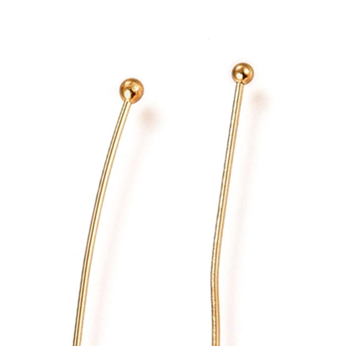 Headpin with large 2mm ball, gold-plated silver,45x0,5, 10pcs