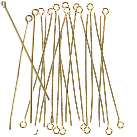 Bulk purchase, Eyepin, hedpin with loop, quality gold-plated brass, 50x0,6mm, 200pcs.