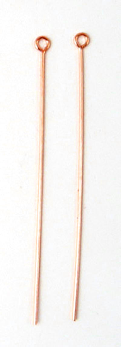 Eyepin, headpin with loop, rose gold-plated silver, 45x0,5mm, 10pcs
