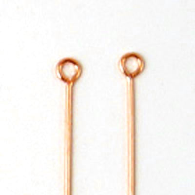 Eyepin, headpin with loop, rose gold-plated silver, 45x0,5mm, 10pcs
