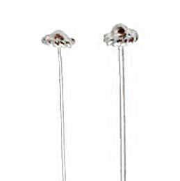 Headpin with wreath, sterling silver, 45x0,5mm, 6pcs.
