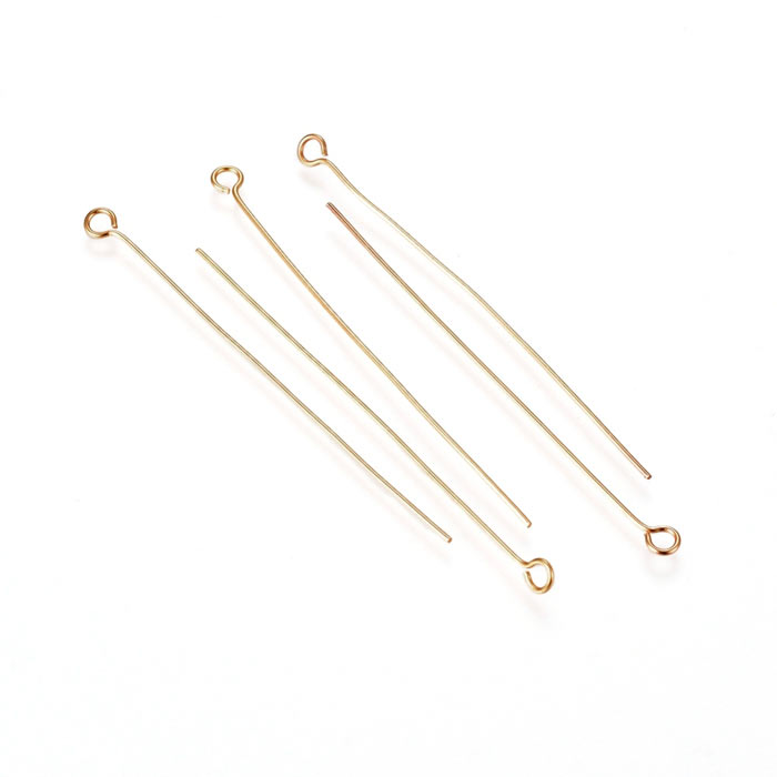 Eyepin, headpin with loop, gold-plated steel, 50x0,6mm, 20pcs.