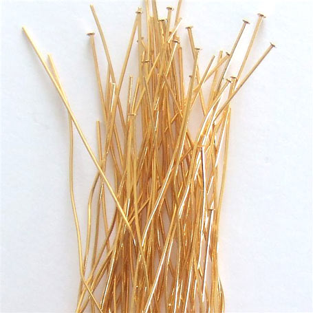 Bulk purchase, Headpin with 2mm plate, gold-plated silver, 45x0,5 mm, 100pcs.