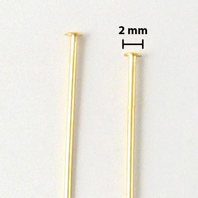 Bulk purchase, Headpin with 2mm plate, gold-plated silver, 45x0,5 mm, 100pcs.