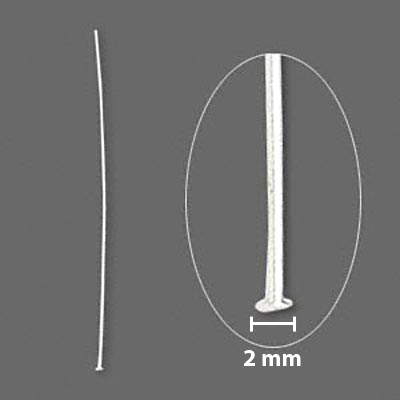 Headpin, bulk purchase, 2mm plate, silver, 45x 0,5mm, 100pcs.