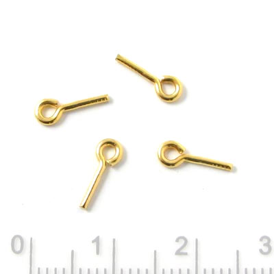 Eyepin, gold-plated silver, 10x1mm, 4pcs.