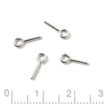 Eyepin, sterling silver, length 10mm, thickness 1mm, 4pcs.