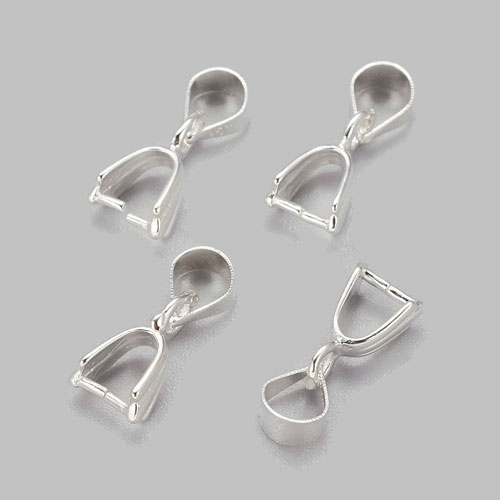 Ice-pick bail, silver plated brass, 15x5mm, 4pc.