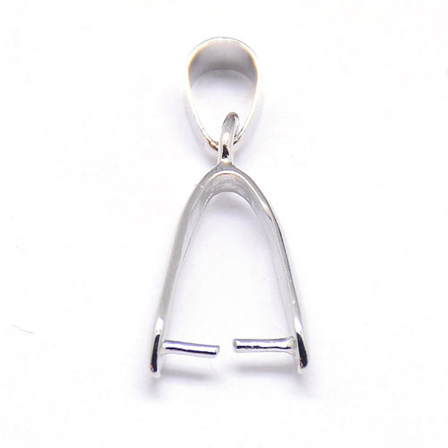 Ice-pick bail for pendants, large, platinum-colored brass, lenght without top hanger 24mm, 2 pcs