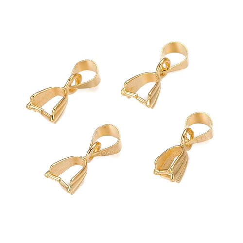 Ice-pick bail, gold plated brass, 15mm, 4pc.