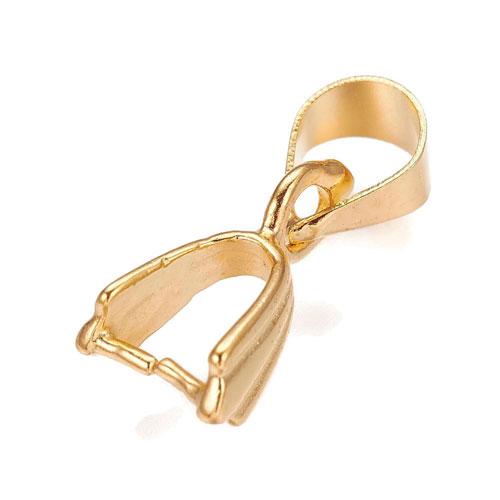 Ice-pick bail, gold plated brass, 15mm, 4pc.