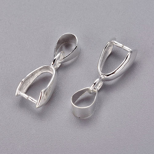 Ice-pick bail, platinum-colored brass, length 18mm, 2pc.