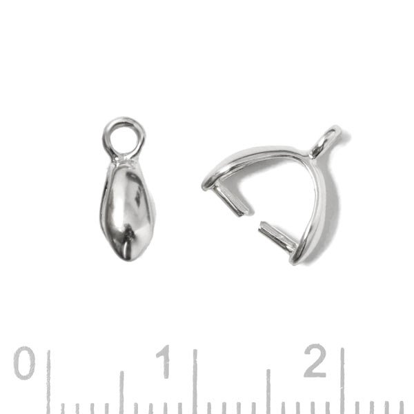 Ice-pick bail for cross drilled pendants, shiny silver, 10x8x3 mm, 2pc