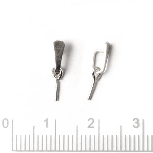 Eyepin with bail, sterling silver, wide bail top, 14x0.8mm, 1pc.