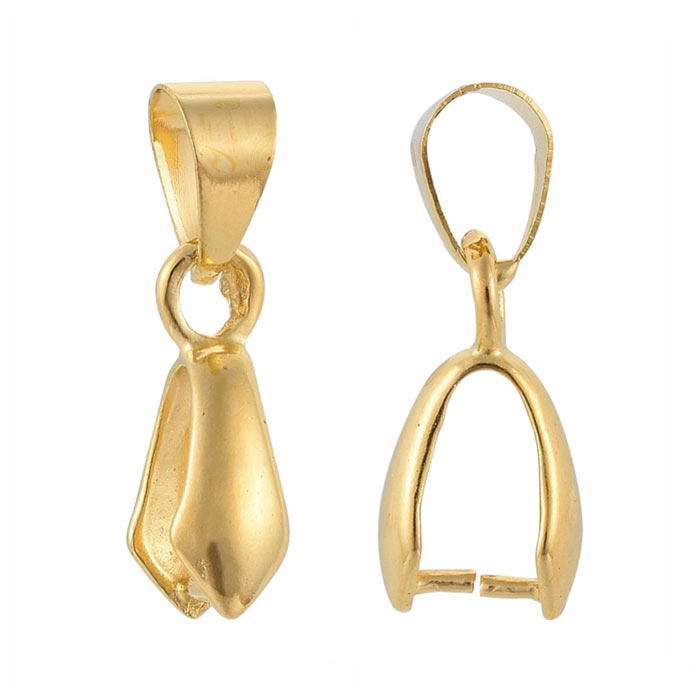 Bail, gilded, classic with hanger, 20x6mm, 4pcs.