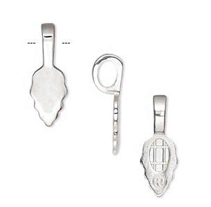 Bail, glue-on, flat base, silver-plated, 20x8mm, 1pc.