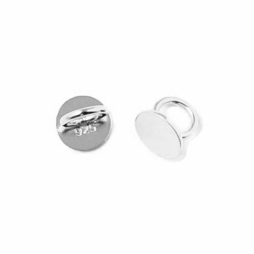 Plate with large button-eye at the back, Sterling silver, 8mm, 2pcs.